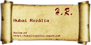 Hubai Rozália névjegykártya